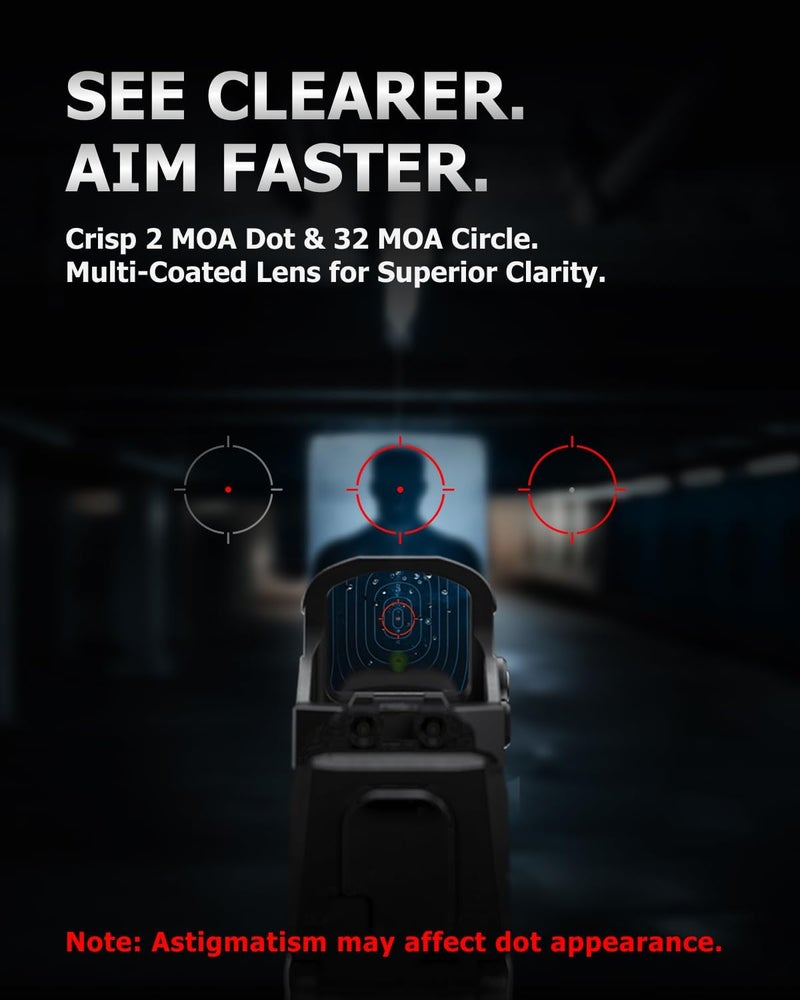 ARORY RMU1 Micro Red Dot Sight for RMSc Pistol Cut, Multi-Reticle 2 MOA Dot & 32 MOA Circle Reflex Sight, 7075 Aluminum Optic with Shake Awake Tech (Adapter Plate for Glock MOS Included) - Image 3